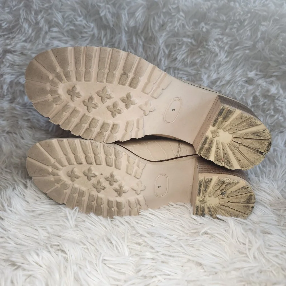 Seychelles Far Fetched Alligator Print Cream Heeled Ankle Boots